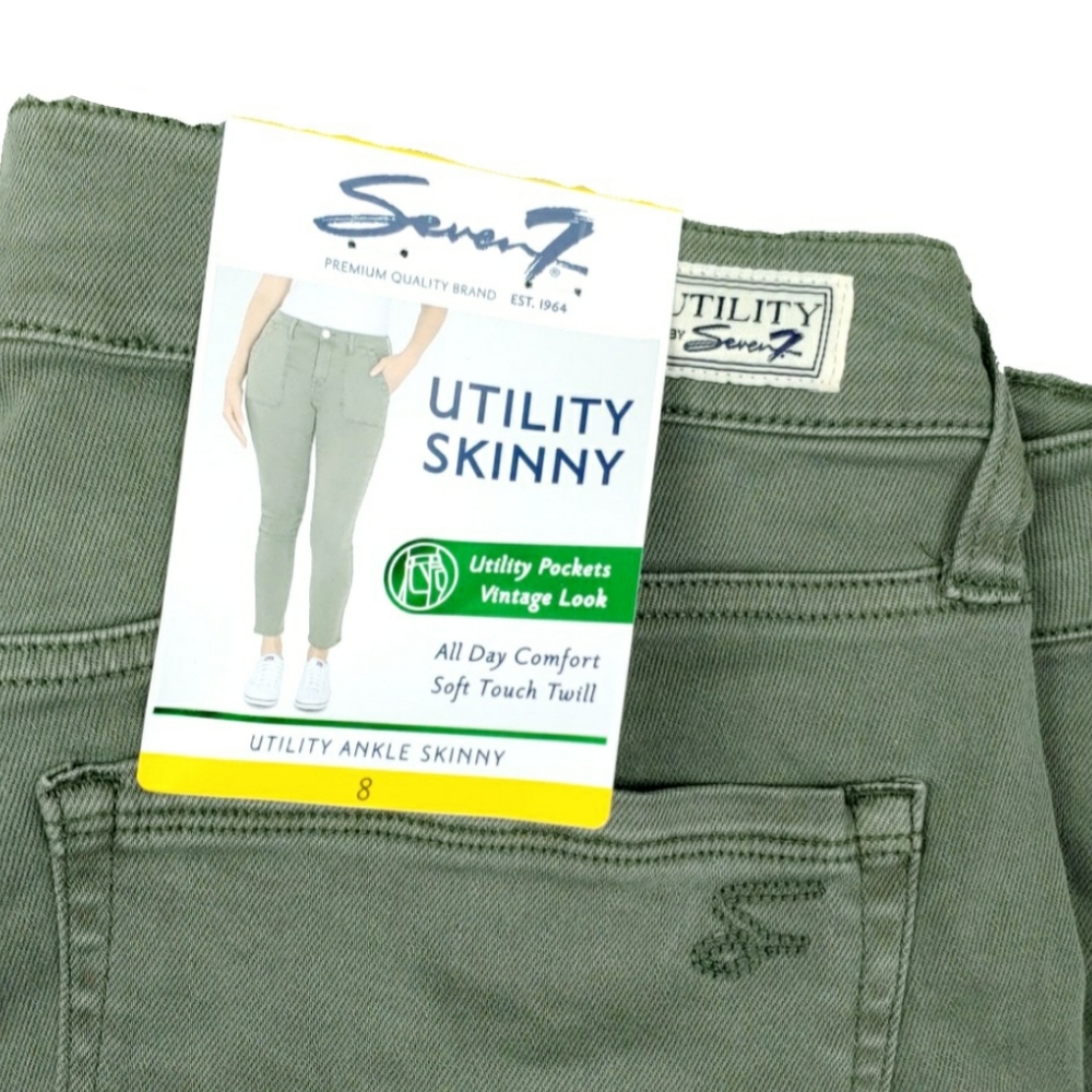 NWT Seven7 Agave Green Womens 8 Utility Ankle Skinny Jeans - Picture 5 of 7